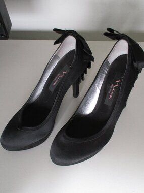 Nina NY Womens Black Dressy Satin .5" Platform Pump w/3.5" Stiletto Heel-Size 6M
